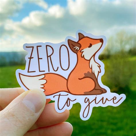 Zero Fox Given Sticker Fox Sticker For Water Bottle Fox Etsy