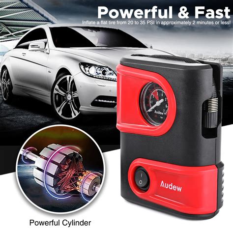 Audew Mini Tire Inflator Air Compressor Pump With Gauge 12V 150PSI