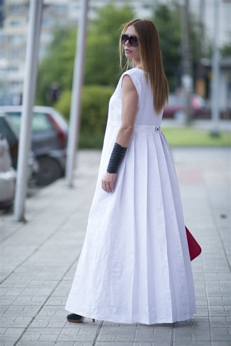 Summer Maxi Dress White Kaftan White Linen Dress Long