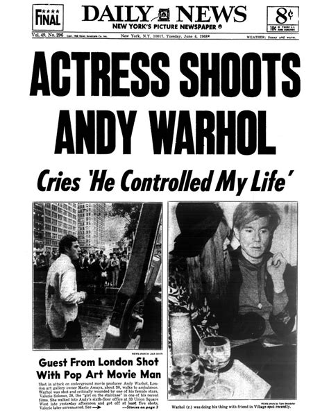 Andy Warhol Was Shot By Valerie Solanas It Killed Him 19 Years Later