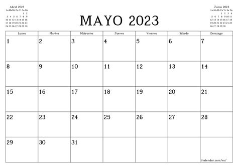 Calendario Mayo 2023 Para Imprimir Readingcraze Com