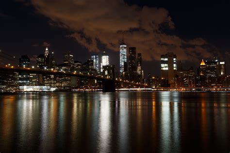 Nova Iorque Skyline Da Noite Foto Stock Gratuita Public Domain Pictures