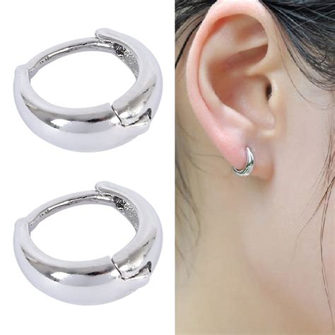 Womens Mens Small Round Huggie Hoop Earrings 925 Sterling Silver Plated