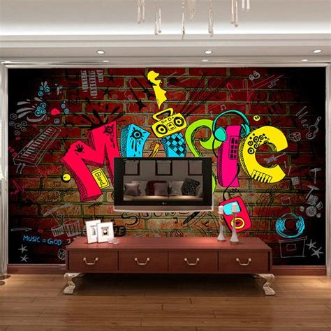 Follow the vibe and change your wallpaper every day! Aliexpress.com : Buy Music graffiti Photo Wallpaper 3D ...