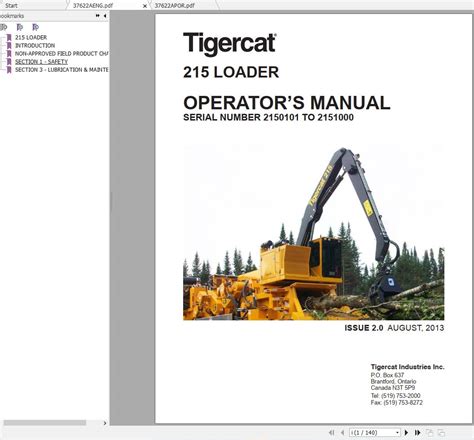 Tigercat 215 Loader 2150101 2151000 Operator S Manual