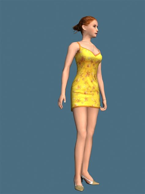 Hot Girl Standing And Rigged 3d Model 3ds Maxmaya Files Free Download