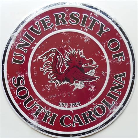 University South Carolina Gamecocks Licensed College Metal Round Sign 12 Dorm Ebay