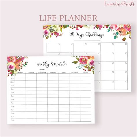 Life Planner Printable Big Happy Planner Inserts Daily Planner Etsy