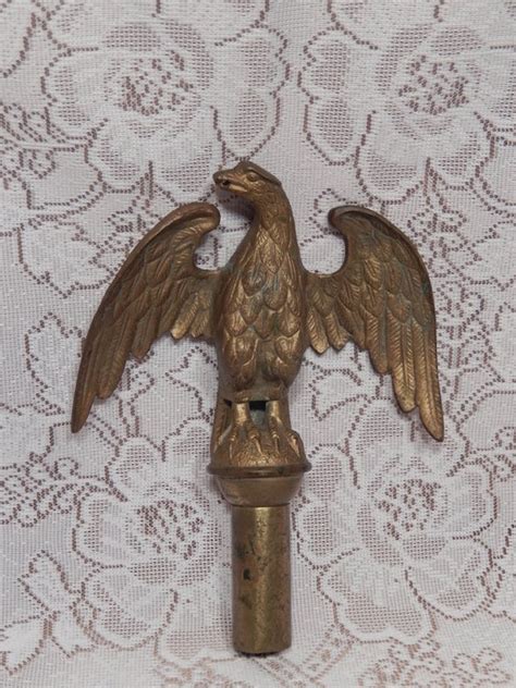 Antique Solid Brass Bald Eagle American Flag By Rascalsrarities