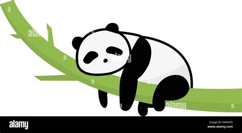 Panda Sleep On Tree Vector Isolated Whitepanda Cartoon Rest On Bamboo