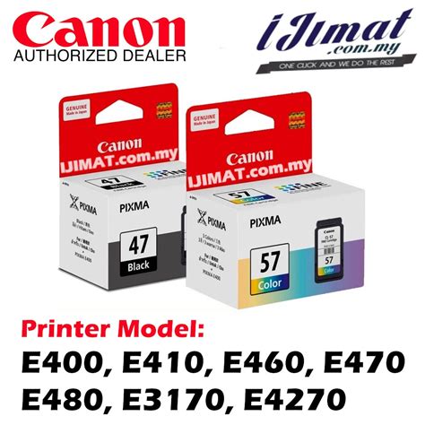 Shop Malaysia Canon Pg 47 Pg47 Black Cl 57 Cl57 Cl 57s Ink Cartridge