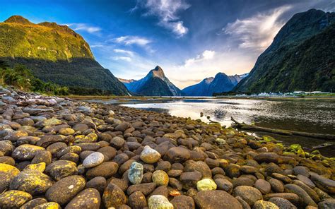 Morning At Milford Sound Mitre Peak Mountain In New