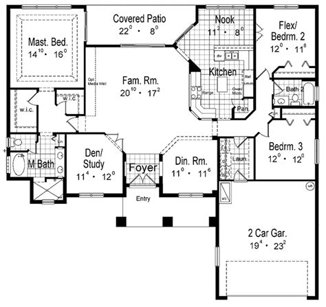 Mediterranean Style House Plan 3 Beds 2 Baths 2176 Sqft Plan 417