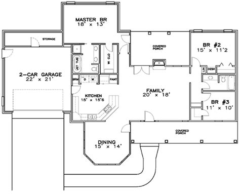 House Plan 57700 Southern Style With 1700 Sq Ft 3 Bed 2 Bath