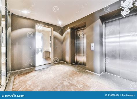 Modern Elevator In Apartment Building Hall Stock Photo Image Of