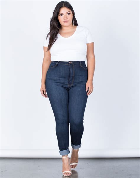 Plus Size High Waisted Skinny Jeans 2020ave