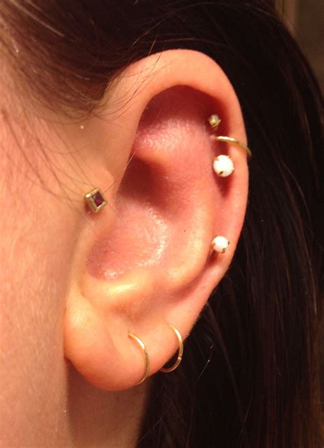 Thin Hoops Tragus Triple Helix Opals Mid Cartilage Multiple