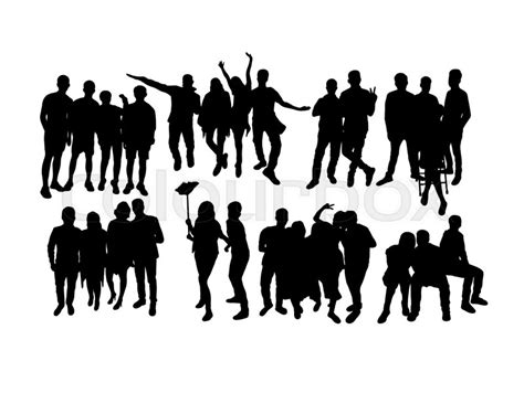 People Group Silhouettes Art Vector Stock Vector Colourbox