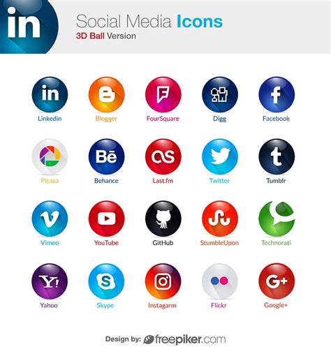 Freepiker 3d Social Media Icons In Circles