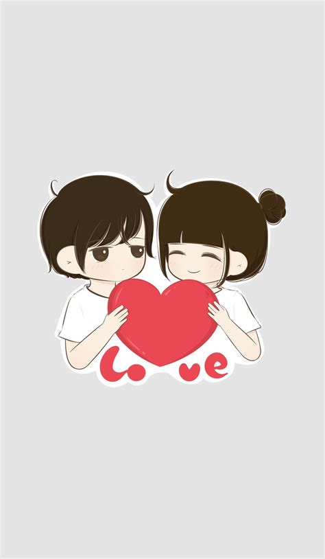 Chibi Love Cute Anime Couple Wallpaper