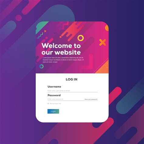 Login Form Page Concept Abstract Gradient Vibrant Shape Modern
