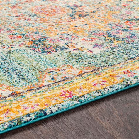 Navy blue & coral flower rug nursery rug girls room decor | etsy. Vintage Medallion Teal Orange Multi-color Area Rug ...