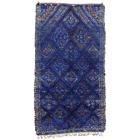 Vintage Blue Indigo Beni Mguild Moroccan Rug Berber Blue Moroccan Rug