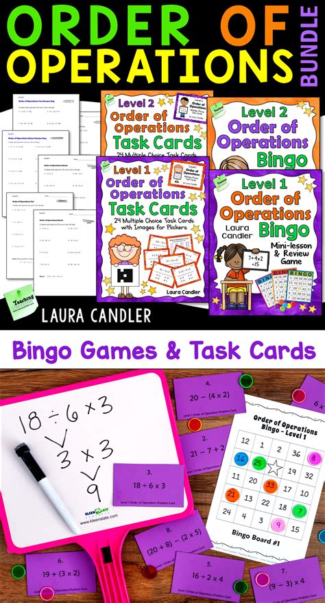 Order Of Operations Games Task Cards And Tests Bundle Task Cards