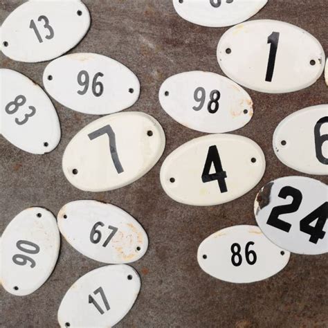Small French Enamel Numbers Metal Numbers Black And White Enamel Sign