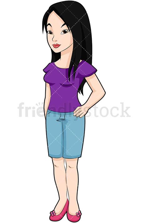 Cute Asian Teenage Girl Cartoon Vector Clipart Friendlystock