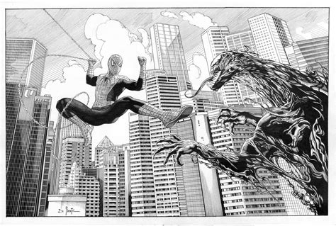 Spider Man Vs Venom Pinup By Joe Pimentel In Dave Kopeckis Venom