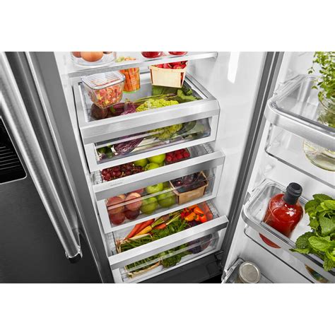 Kitchenaid 36 In 199 Cu Ft Counter Depth Side By Side Refrigerator