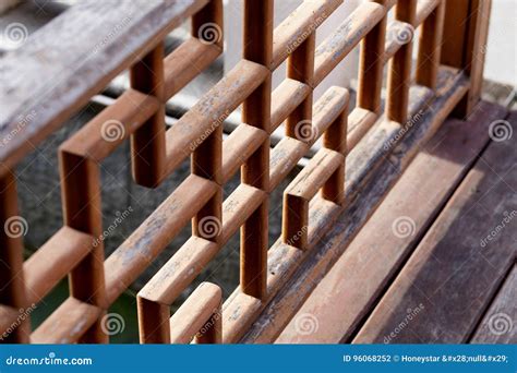 Chinese Wood Railing Banister Pattern Stock Photo Image Of Blur