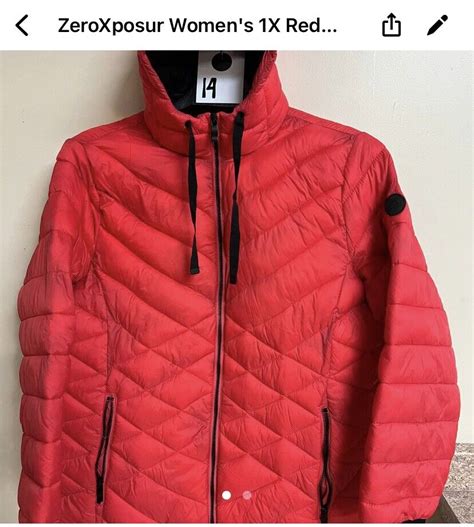 Zero Exposure Womens Puffer Jacket With Hood Red Siz Gem
