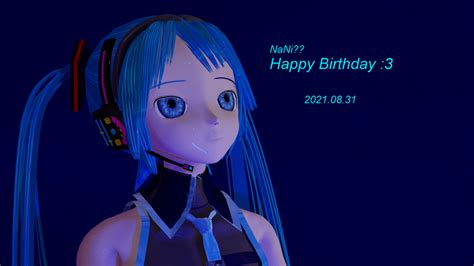 26000 Hatsune Miku Blender Nani Happy Birthday Blue Hair Long