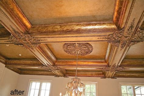 A brief discussion of coffered ceiling installation techniques, with a couple of beautiful examples. Coffered ceiling(before&after)