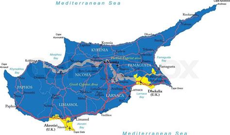 Highly Detailed Vector Map Of Cyprus With Administrative Regionsmain