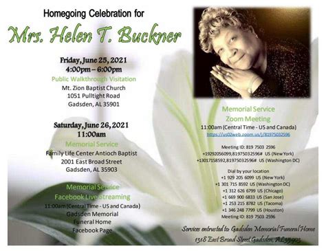 Gadsden Memorial Funeral Home Obituaries