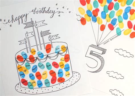 Sub out the imagery with your photos. Free Printable Fingerprint Birthday Cards | Pink Stripey Socks
