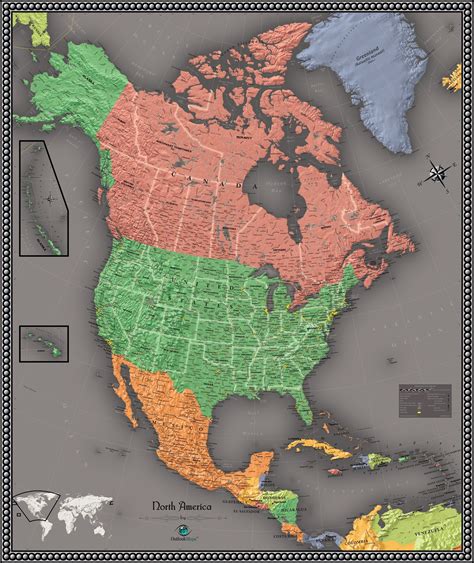 North American Contemporary Wall Map