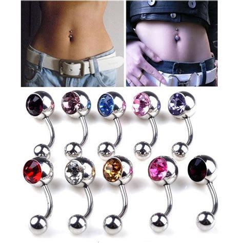 10pcslot Mix Color Crystals Belly Button Rings Body Jewelry 316l