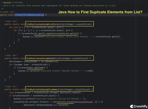 In Java How To Find Duplicate Elements From List Brute Force HashSet And Stream API Crunchify