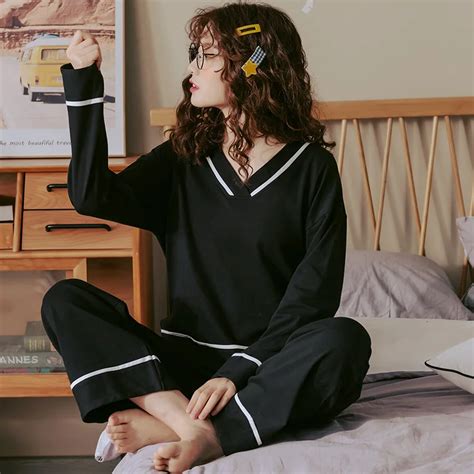 Bzel Conjunto De Pijama Negro Con Cuello En V Para Mujer Ropa De Dormir Con Bonito Lazo