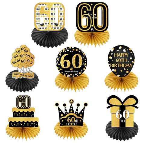 Buy 16 Pieces 60th Birthday Decorations Table Honeycomb Centerpiece For