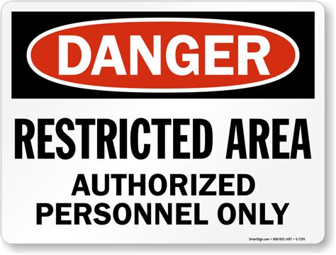 Osha Danger Restricted Area Authorized Personnel Only Sign Sku S
