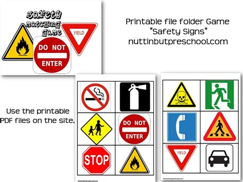 Safety Sign Matching File Folder Game I Nuttin But Preschool File