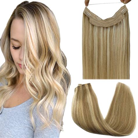 Halo Hair Extensions 100 Real Human Hairlight Blonde Highlighted Golden Blonde Remy Crown