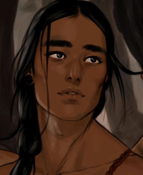 A Drawing Of A Native American Woman With Long Hair And No Shirt