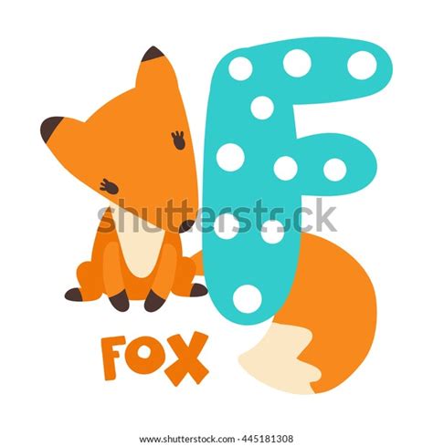 Funny English Alphabet Letter F Fox Stock Vector Royalty Free 445181308