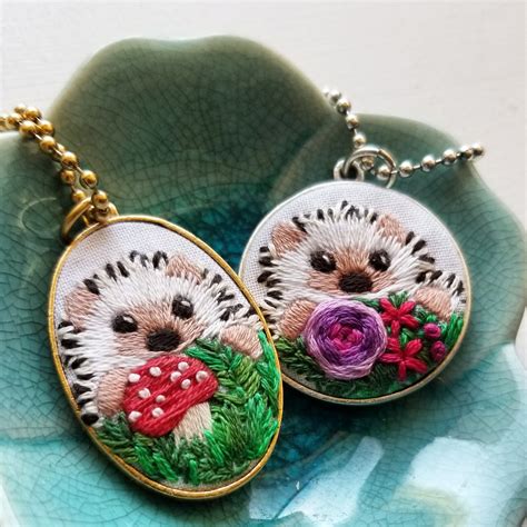 Diy Hand Embroidered Jewelry Kit Hedgehog Jessica Long Embroidery